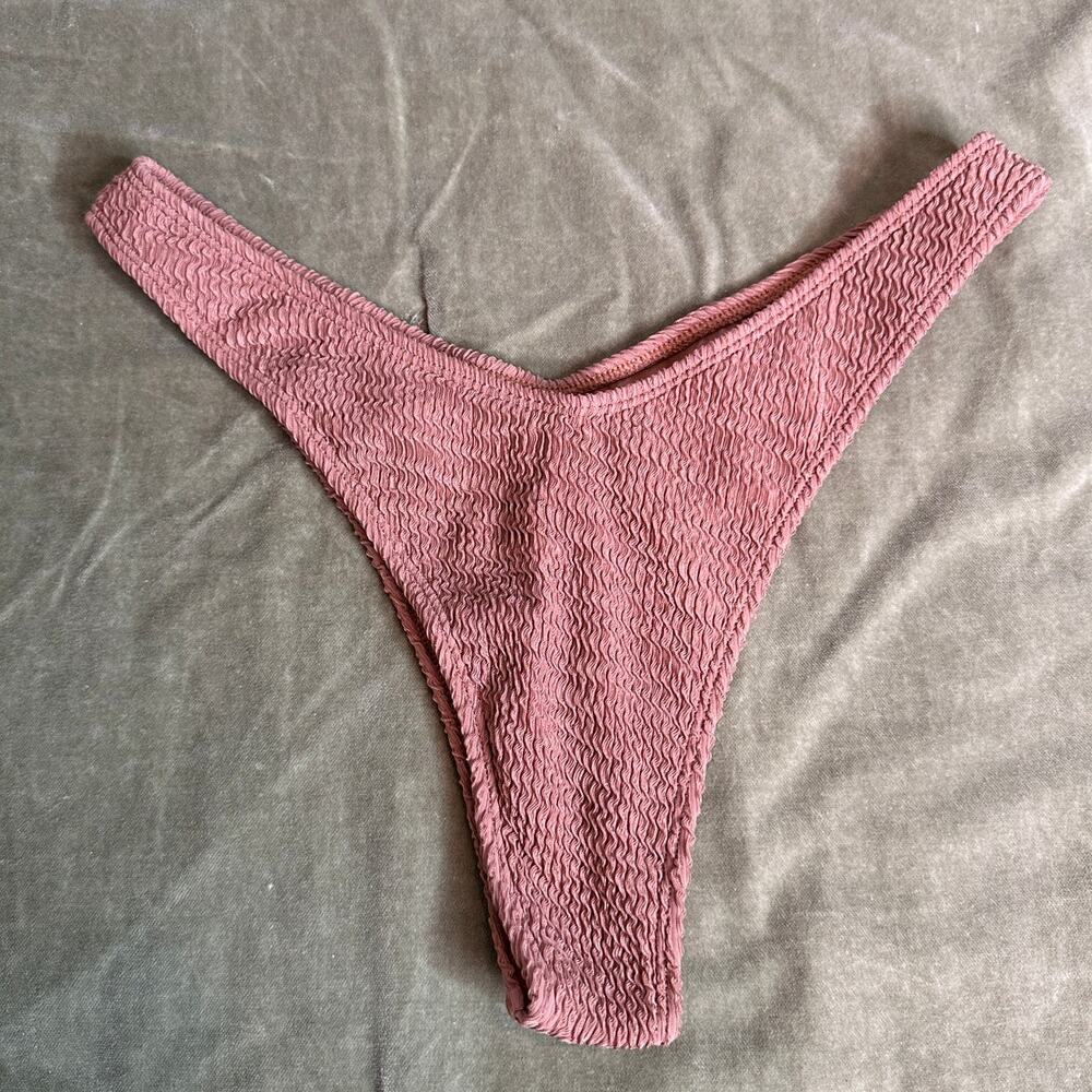 NEW TJ SWIM Ribbed Dark Camel/Tan Cheeky Bikini Bottom XL